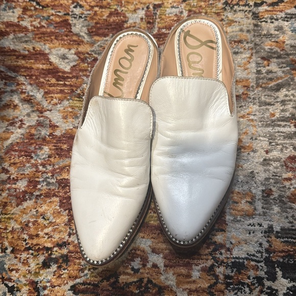 SAM EDELMAN Laddie White Leather Mule studded 8.5 - Picture 6 of 11
